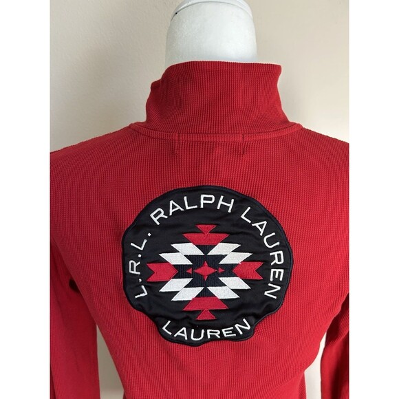 Lauren Ralph Lauren Active S Red Black Waffle 1/4 Zip Pullover Southwest Aztec - Picture 3 of 4